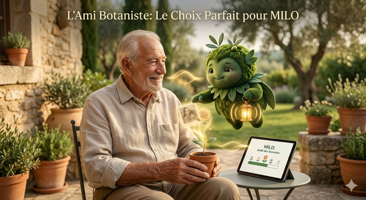 MILO accompagnant un senior dans son jardin